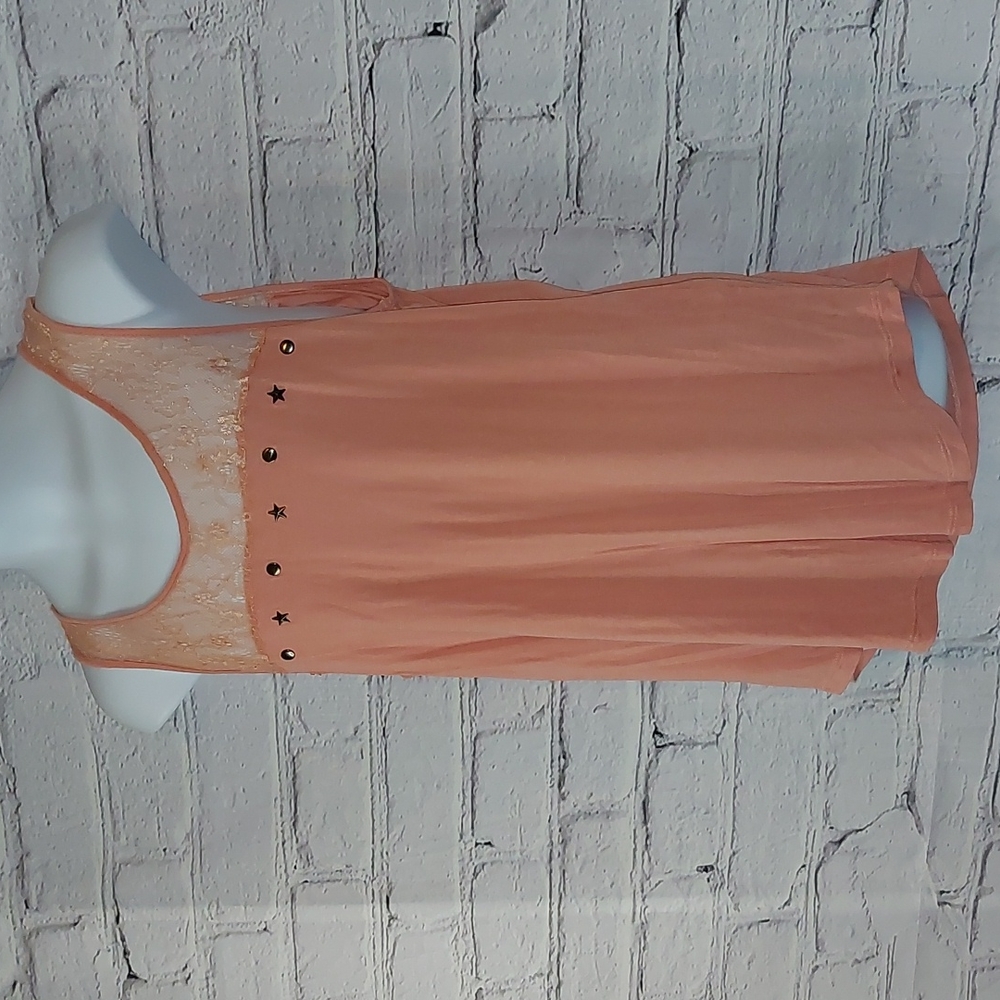 E & M Coral Tank Top Star Stud Lace Tank Sleeveless Top Medium